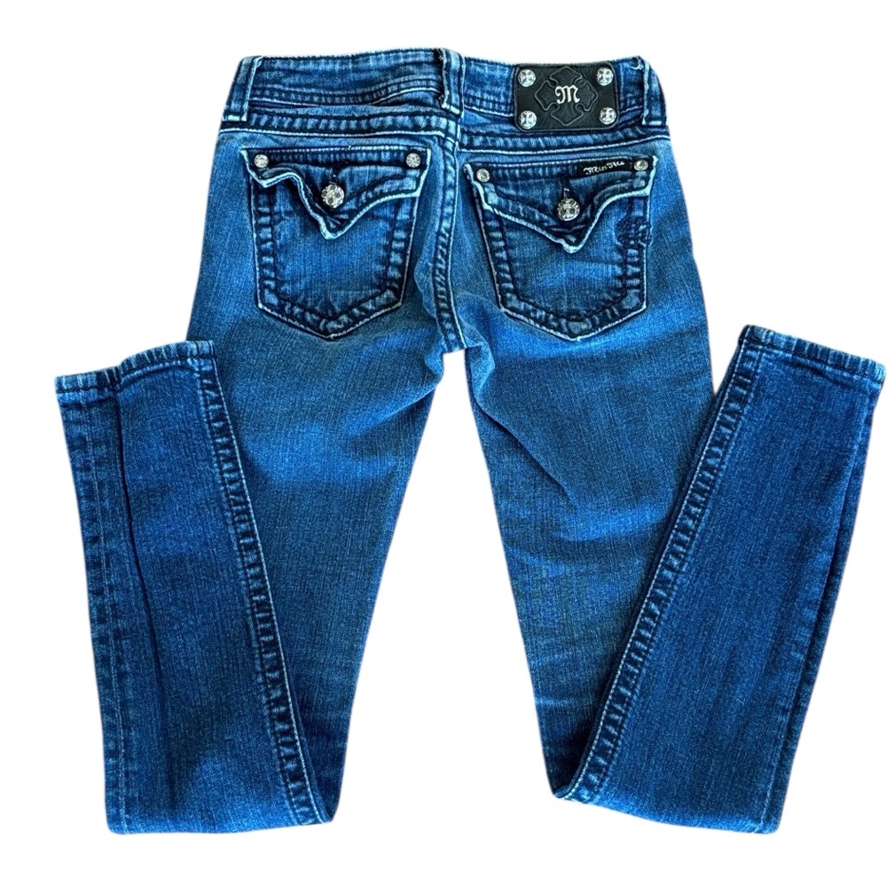 Miss Me Skinny Rhinestone Back Flap Pocket Jeans Style‎ JS5014S20 Size 25
